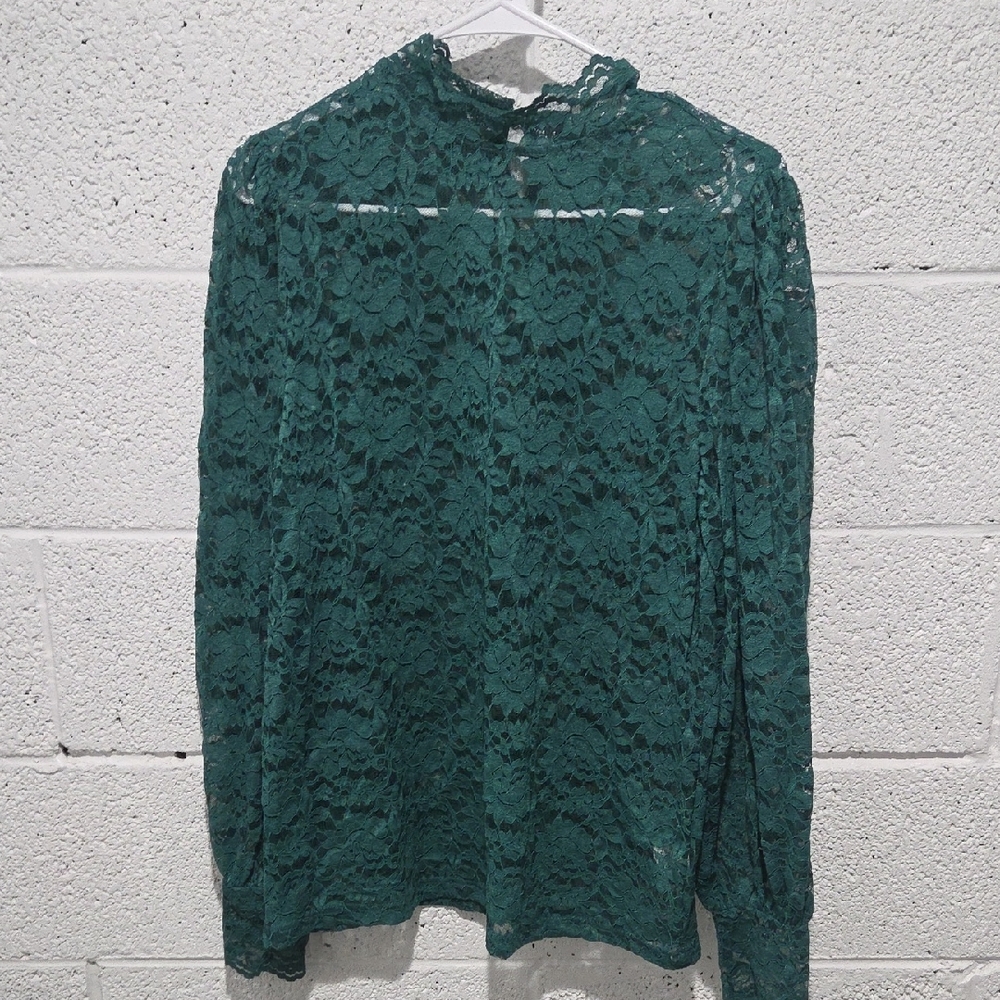 Chic Teal Lace Blouse